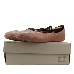 FitFlop Womens F-Pop Mary Jane Patent Flat Shoes Nude Size 6.5